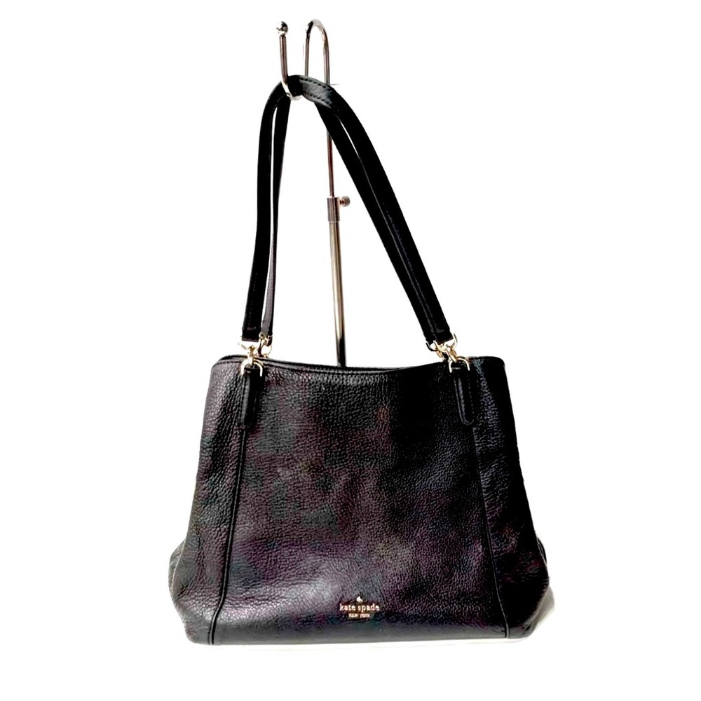 Kate Spade Black Pebble Grain Leather 3 Section Purse
